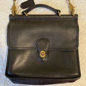Vintage COACH Willis Bag Satchel 9927 Beautiful Black Leather w/ Brass Hardware